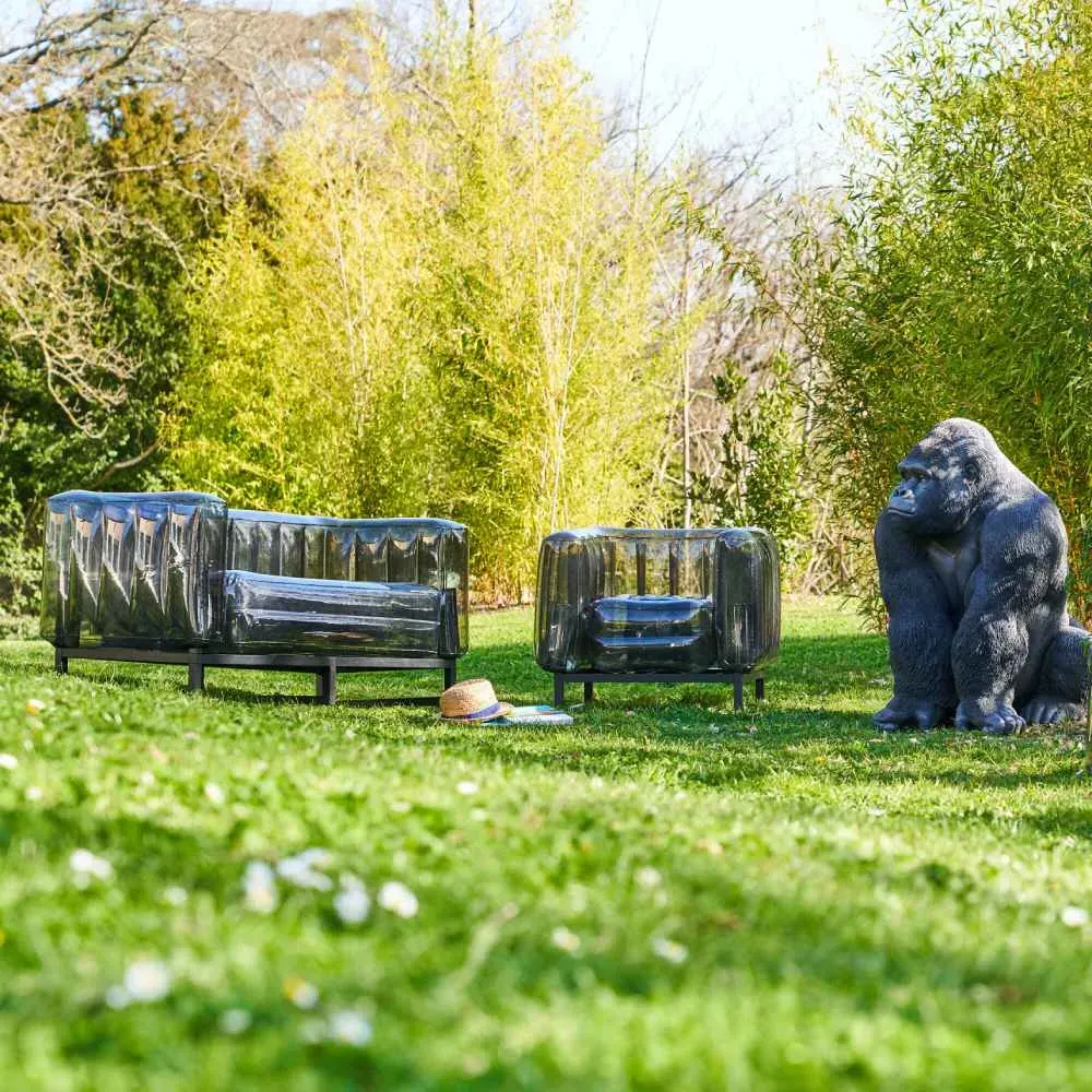 Inflatable Armchair with Metal Frame - Black, TPU