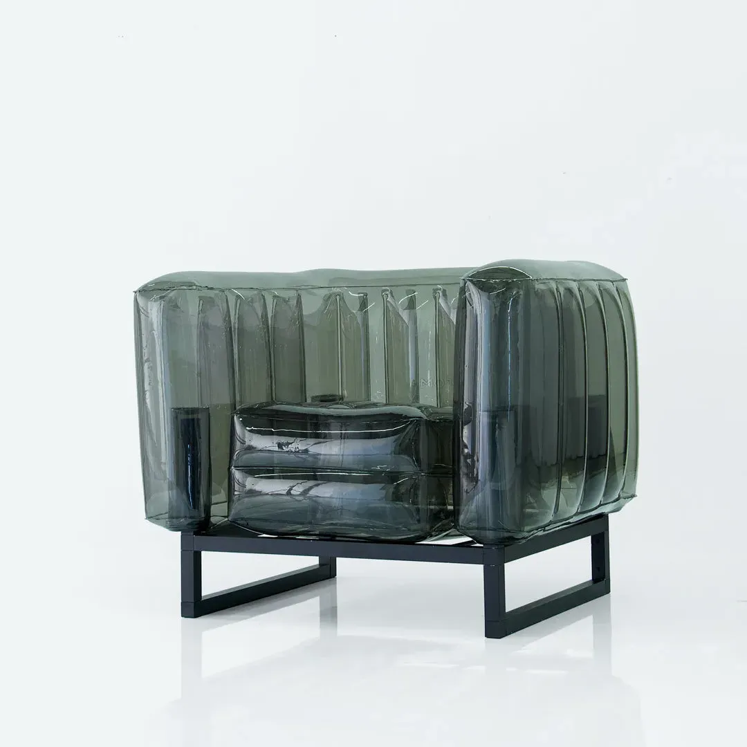 Inflatable Armchair with Metal Frame - Black, TPU image