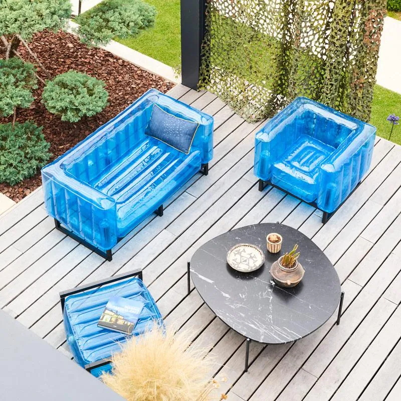 Inflatable Armchair with Metal Frame - Blue, TPU