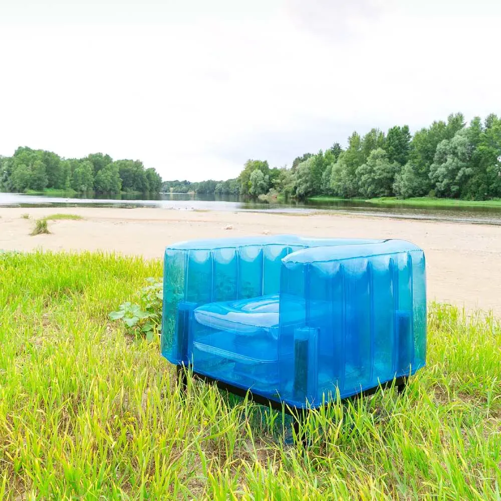 Inflatable Armchair with Metal Frame - Blue, TPU