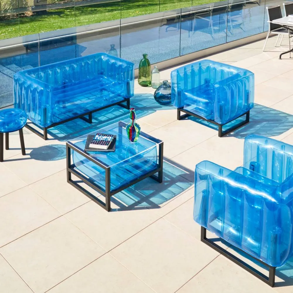 Inflatable Armchair with Metal Frame - Blue, TPU