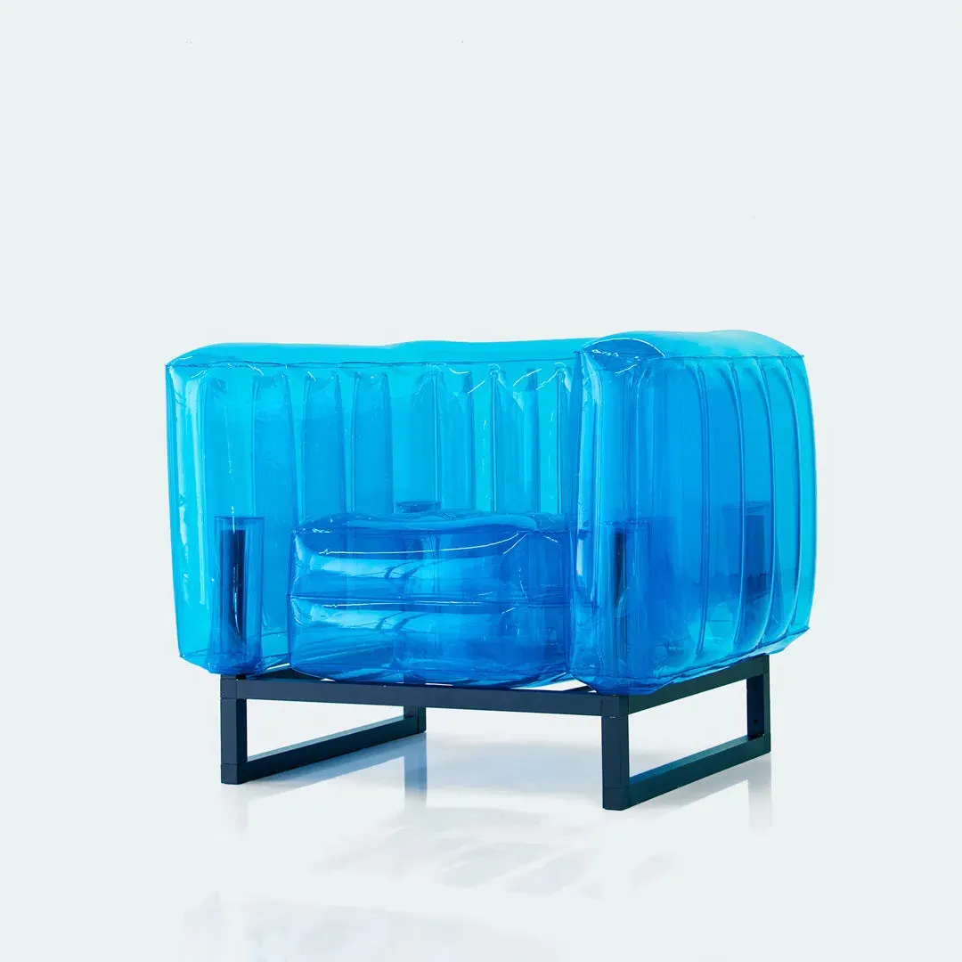 Inflatable Armchair with Metal Frame - Blue, TPU
