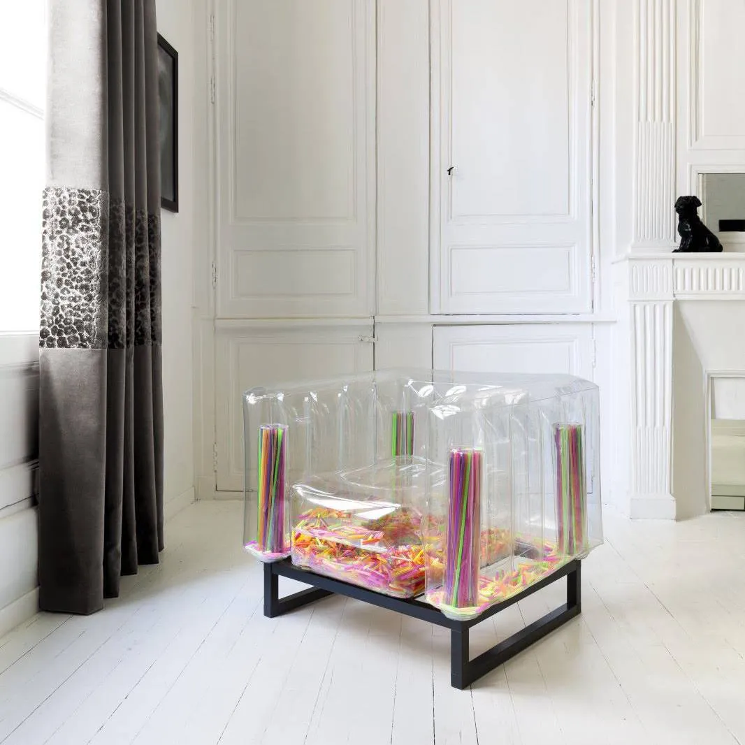Inflatable Armchair with Metal Frame - Clear, TPU