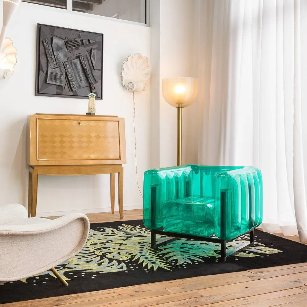 Inflatable Armchair with Metal Frame - Green, TPU