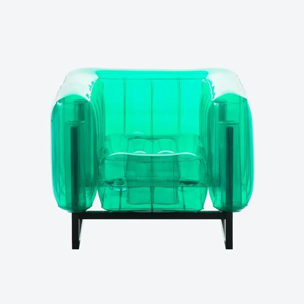 Inflatable Armchair with Metal Frame - Green, TPU