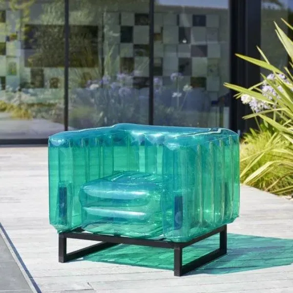 Inflatable Armchair with Metal Frame - Green, TPU