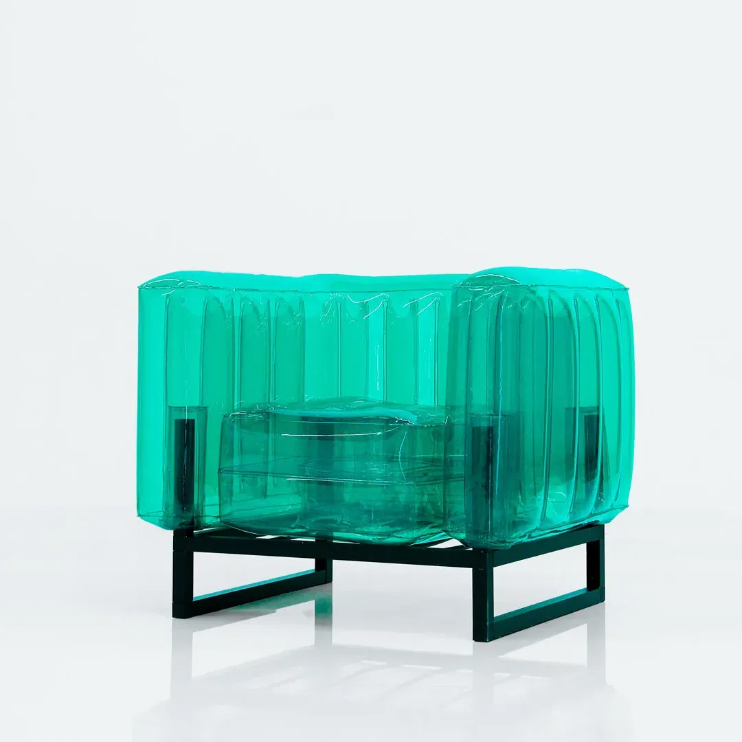 Inflatable Armchair with Metal Frame - Green, TPU