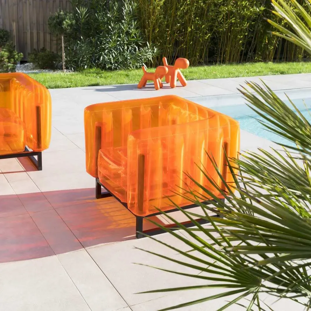 Inflatable Armchair with Metal Frame - Orange, TPU