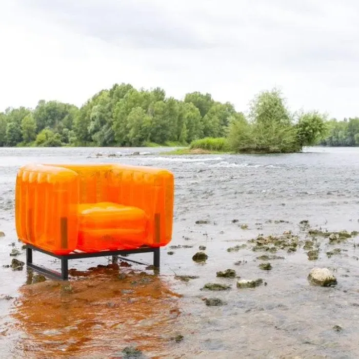 Inflatable Armchair with Metal Frame - Orange, TPU