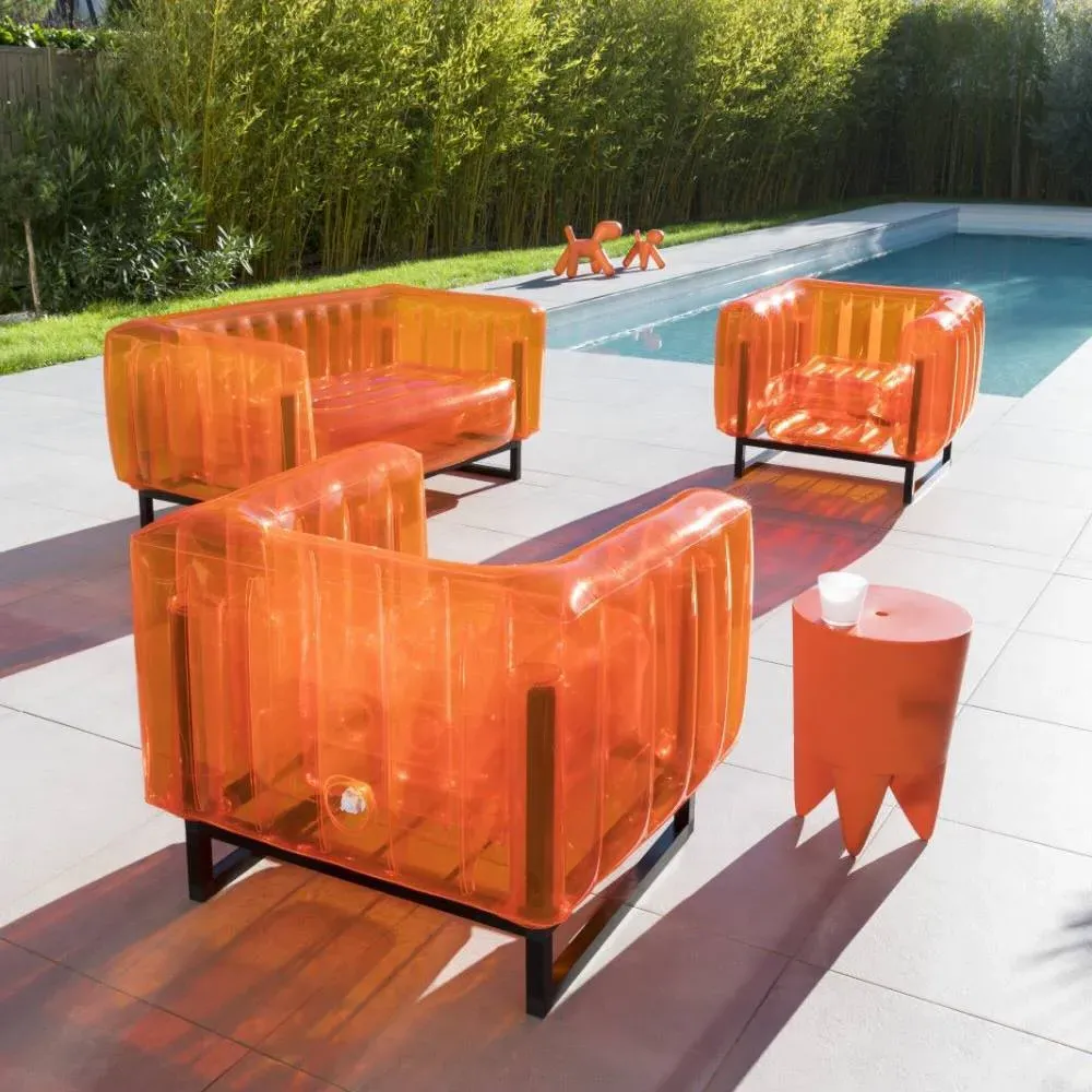 Inflatable Armchair with Metal Frame - Orange, TPU
