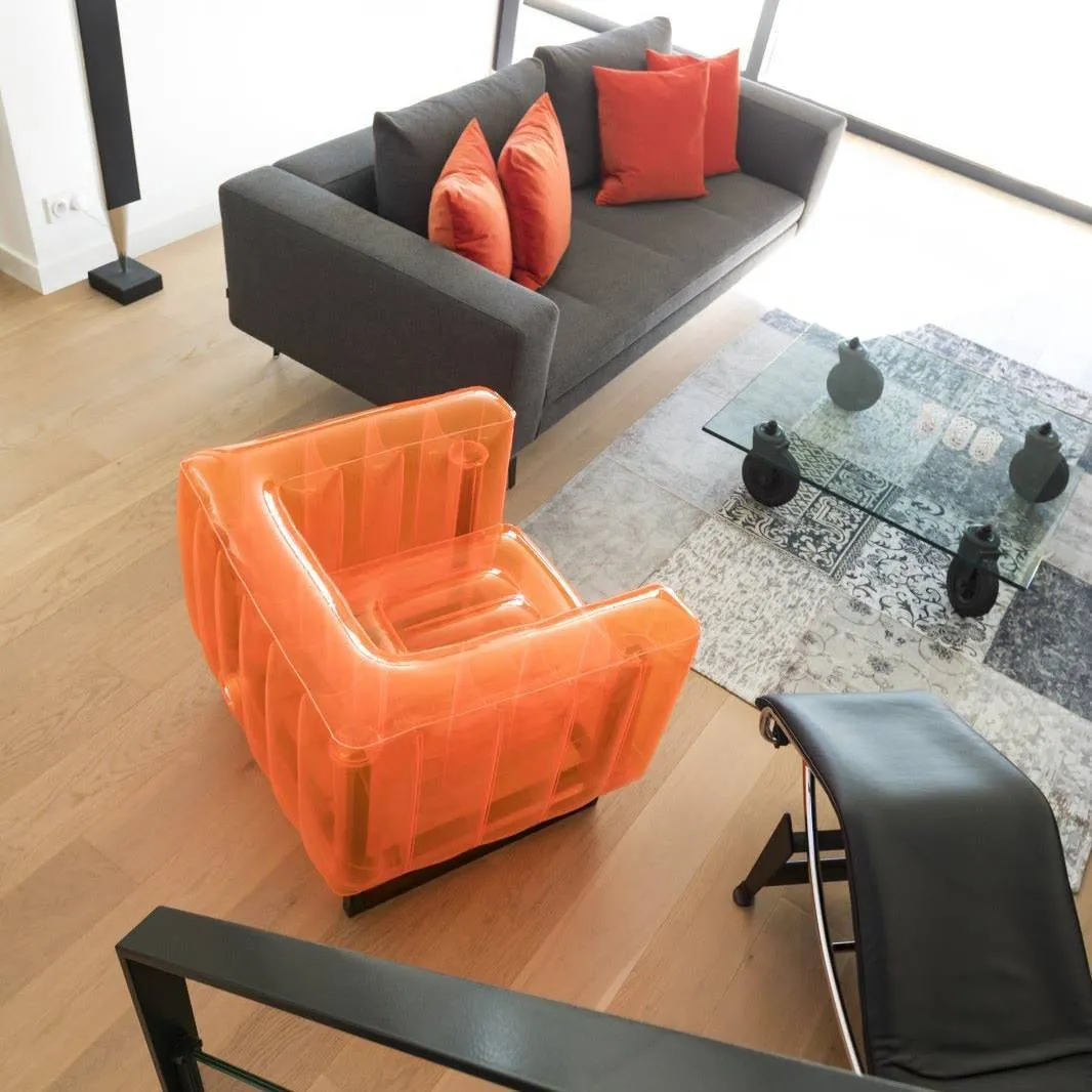 Inflatable Armchair with Metal Frame - Orange, TPU