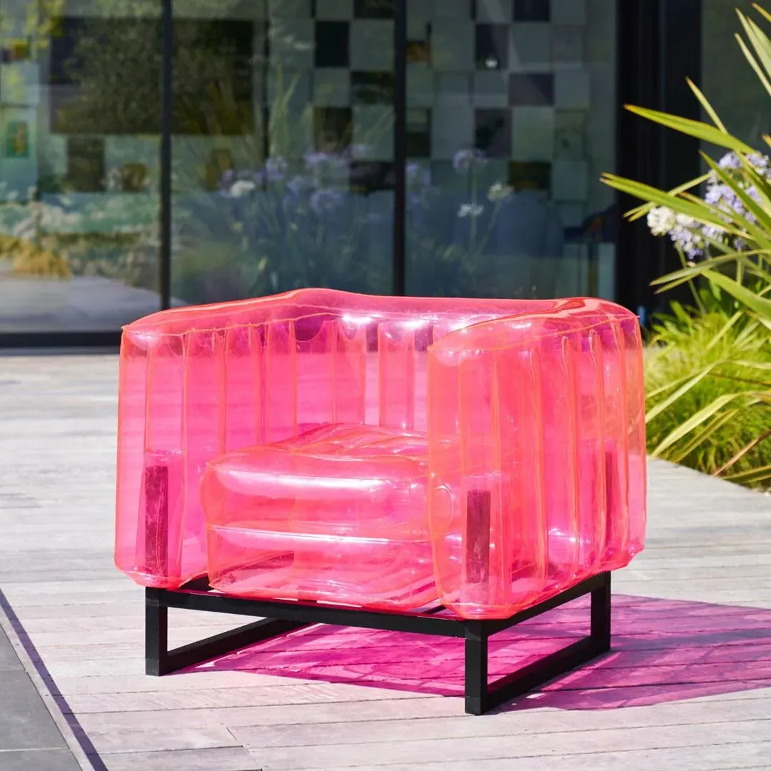 Inflatable Armchair with Metal Frame - Pink, TPU