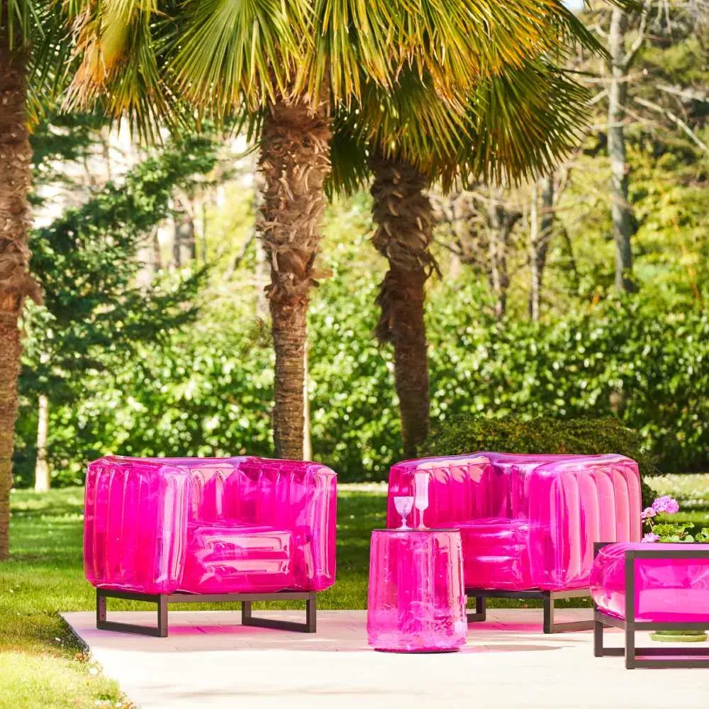 Inflatable Armchair with Metal Frame - Pink, TPU