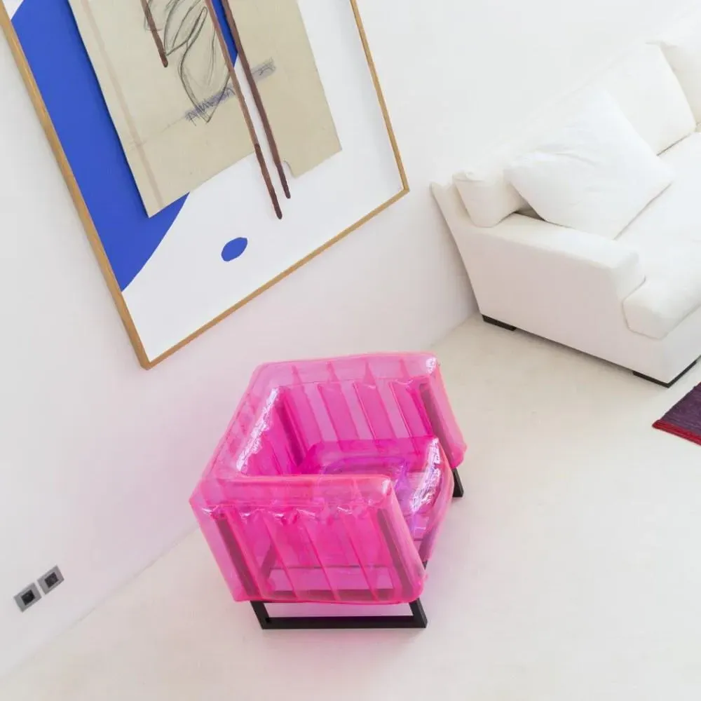 Inflatable Armchair with Metal Frame - Pink, TPU