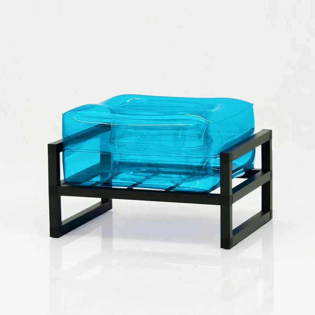 Inflatable Pouffe with Metal Frame - Blue, TPU