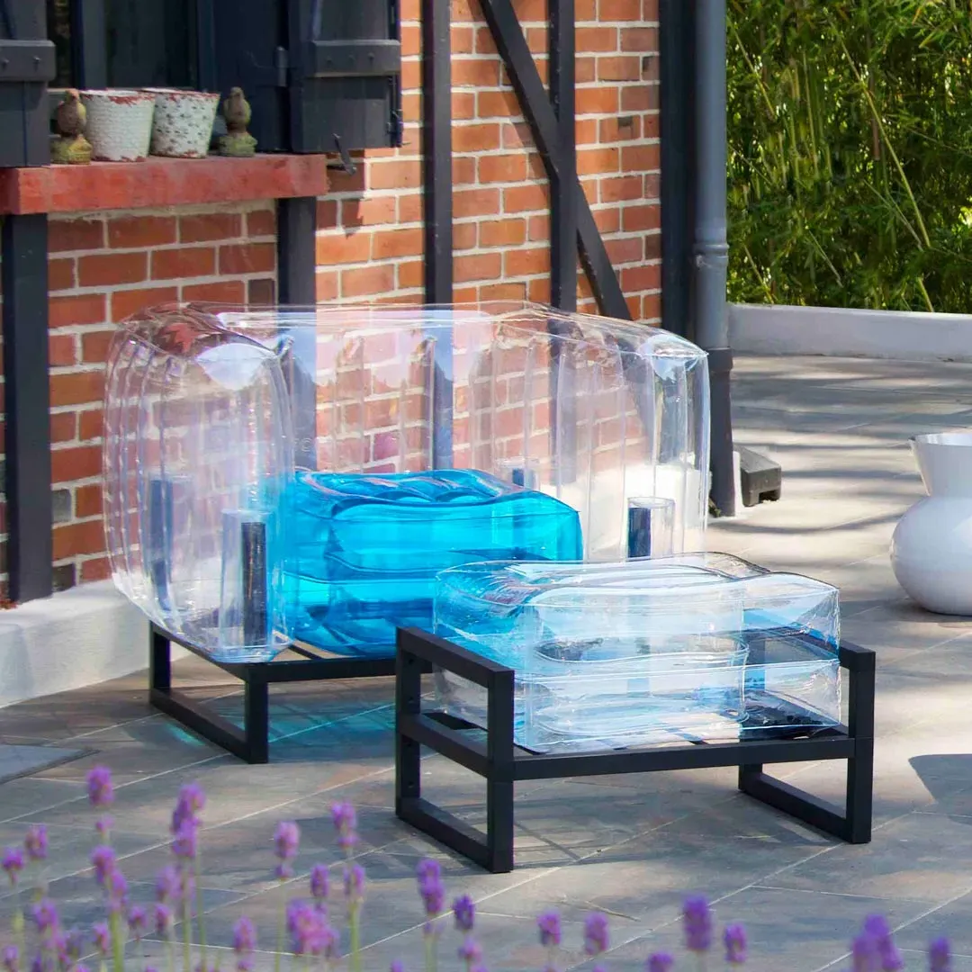 Inflatable Pouffe with Metal Frame - Clear, TPU