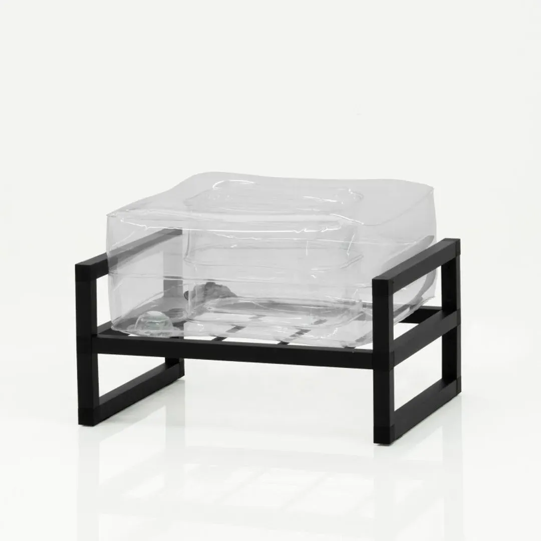 Inflatable Pouffe with Metal Frame - Clear, TPU
