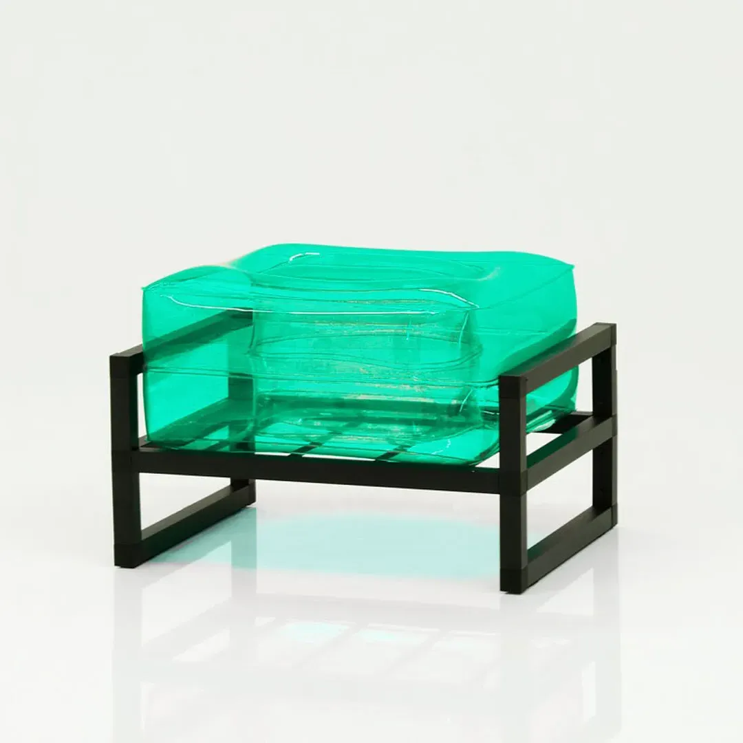 Inflatable Pouffe with Metal Frame - Green, TPU