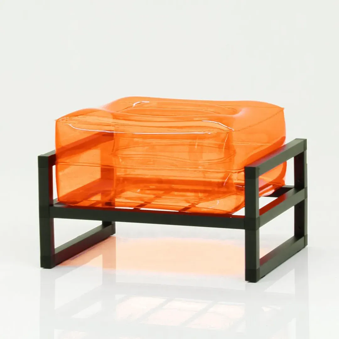 Inflatable Pouffe with Metal Frame - Orange, TPU