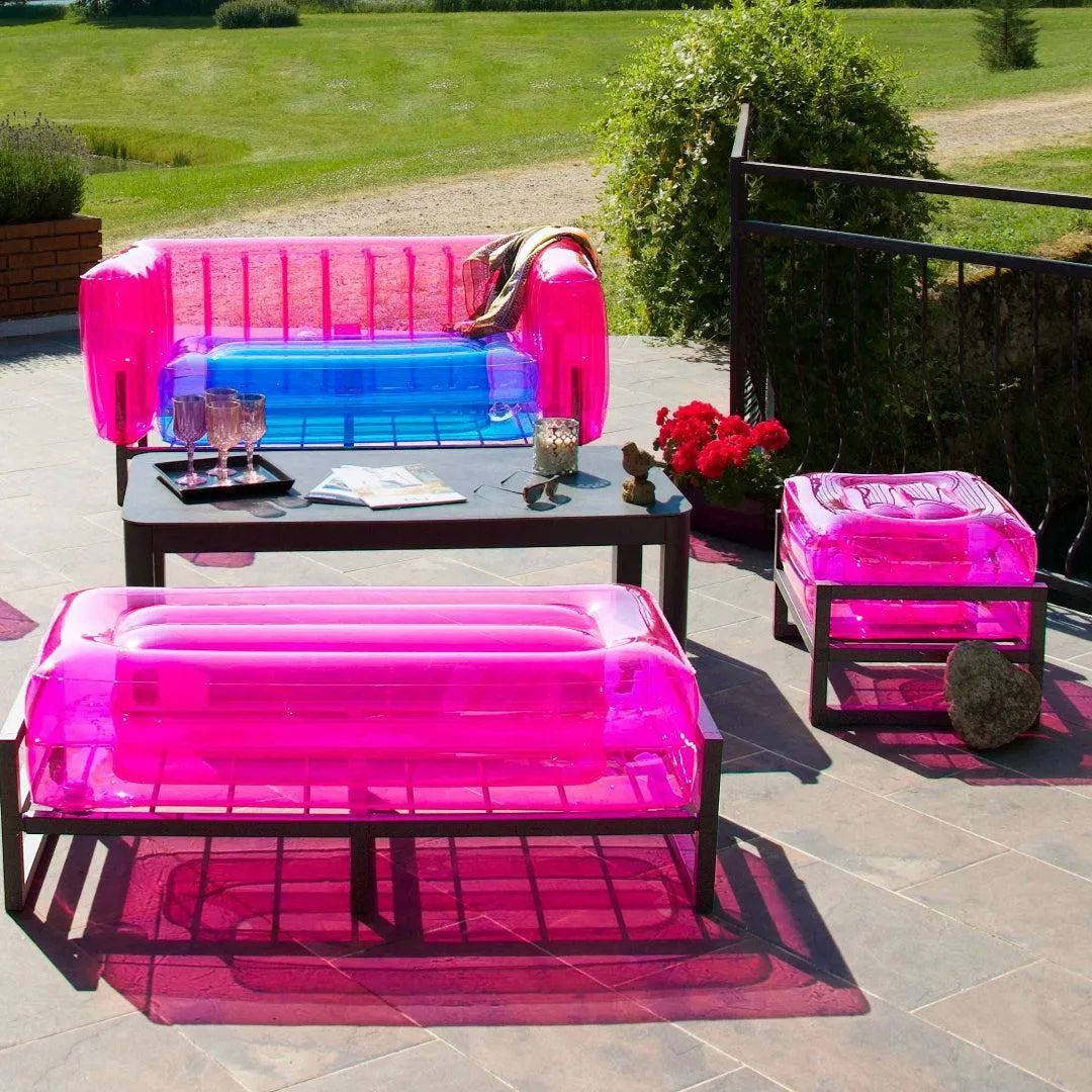 Inflatable Pouffe with Metal Frame - Pink, TPU