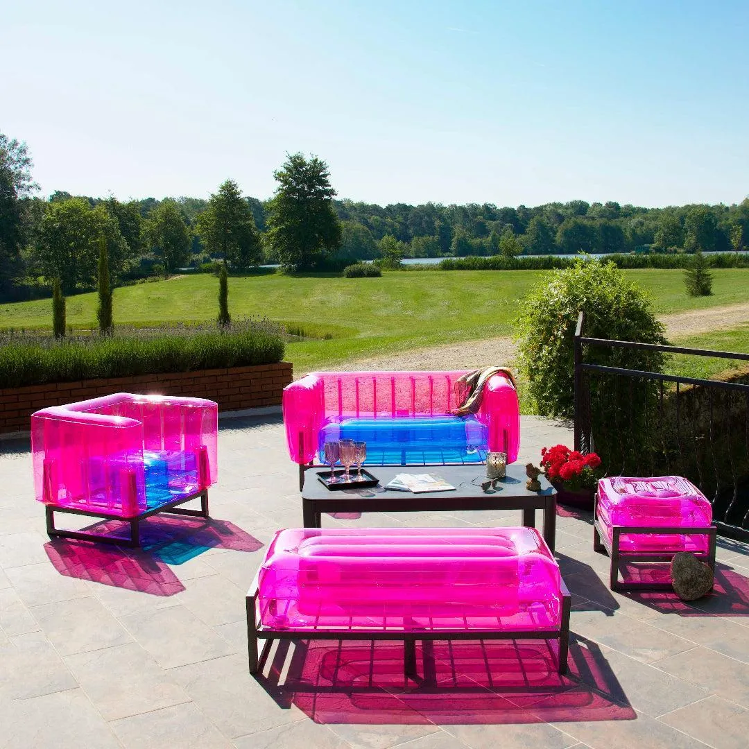 Inflatable Pouffe with Metal Frame - Pink, TPU