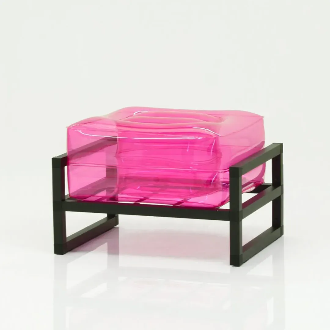 Inflatable Pouffe with Metal Frame - Pink, TPU