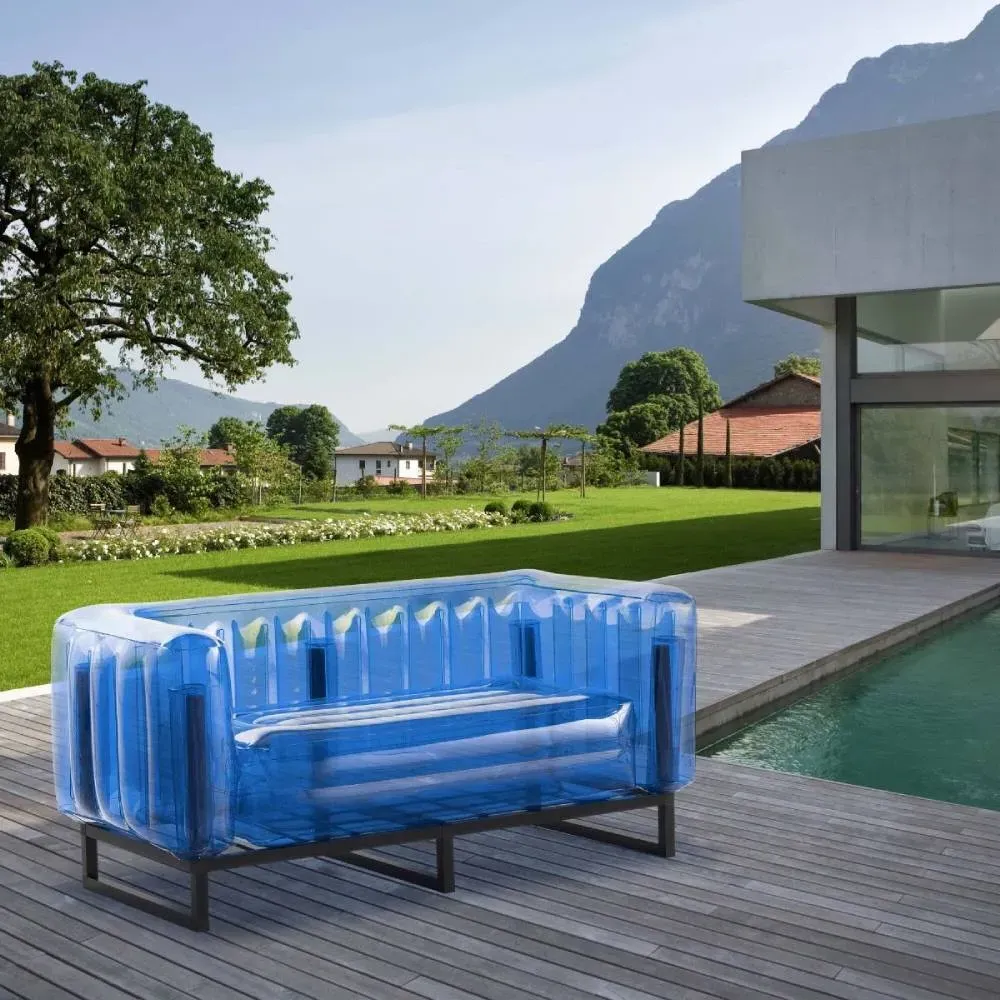 Inflatable Sofa with Metal Frame - Blue, TPU