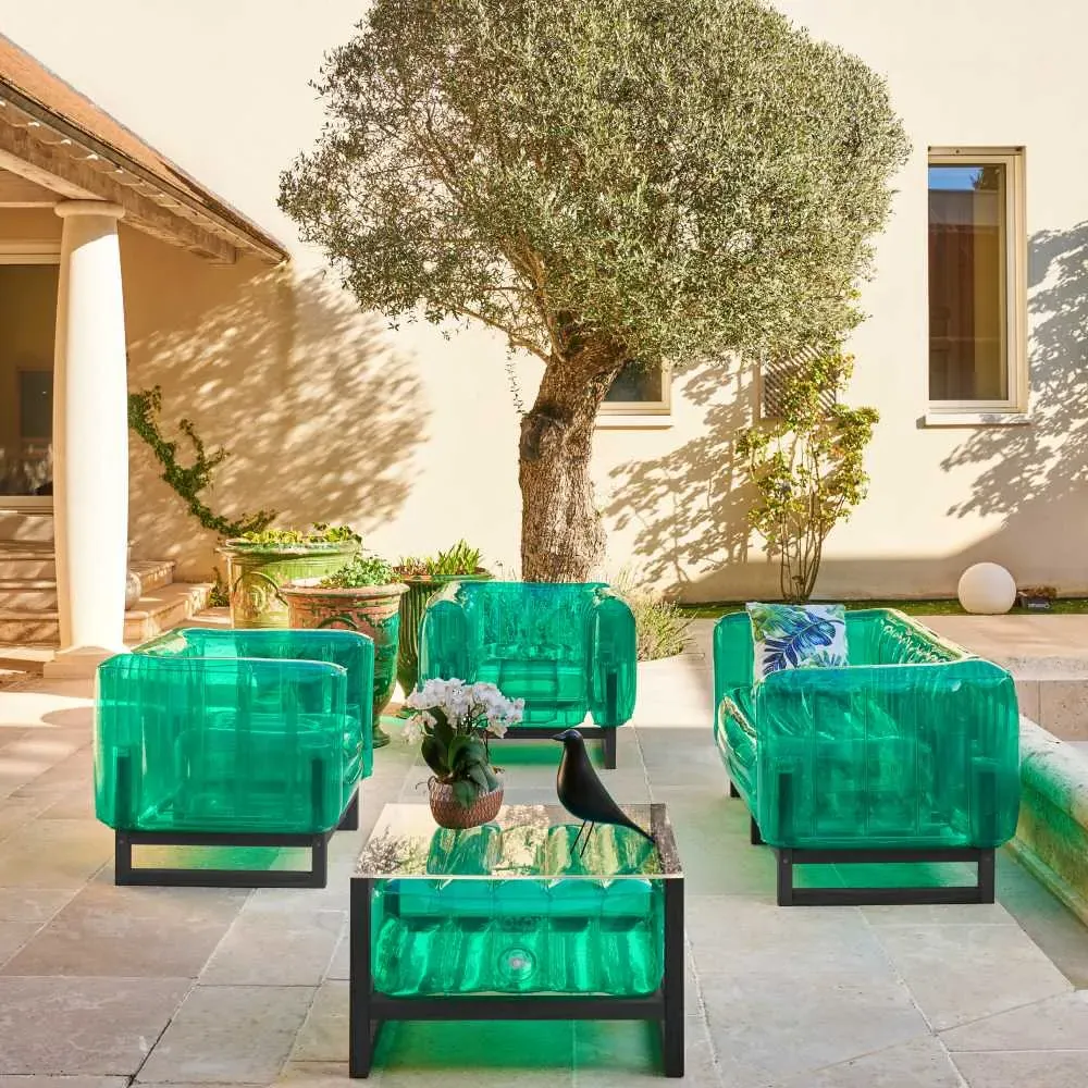 Inflatable Sofa with Metal Frame - Green, TPU