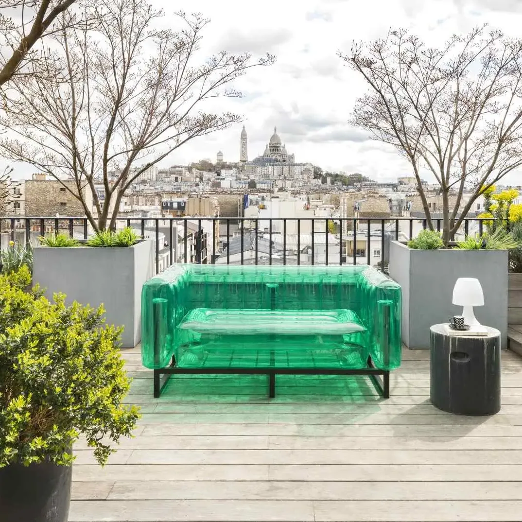 Inflatable Sofa with Metal Frame - Green, TPU
