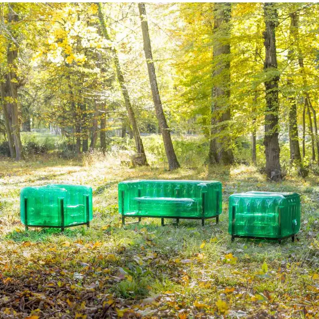 Inflatable Sofa with Metal Frame - Green, TPU
