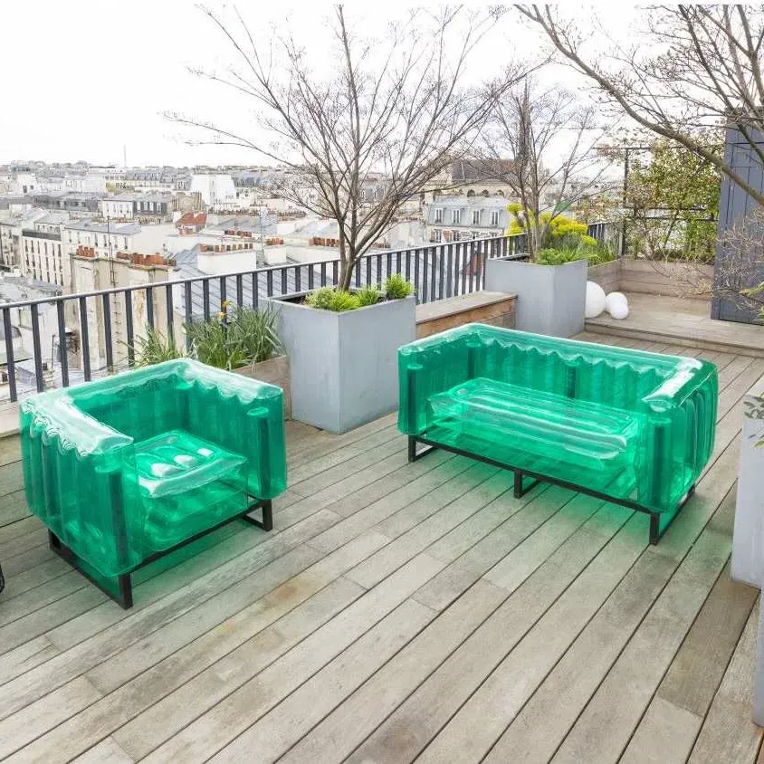 Inflatable Sofa with Metal Frame - Green, TPU
