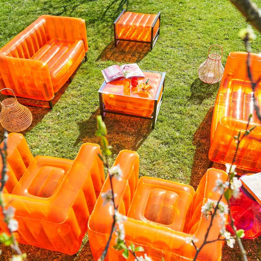 Inflatable Sofa with Metal Frame - Orange, TPU