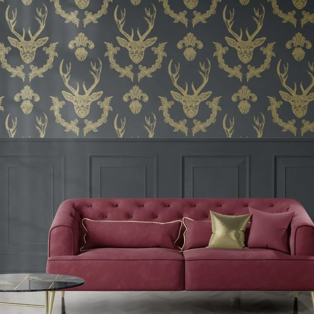 King Of The Wood Wallpaper Roll - Charcoal