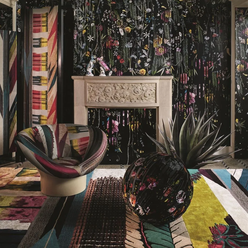 Large Area Rug with Ikat Pattern - Multi-Colored image
