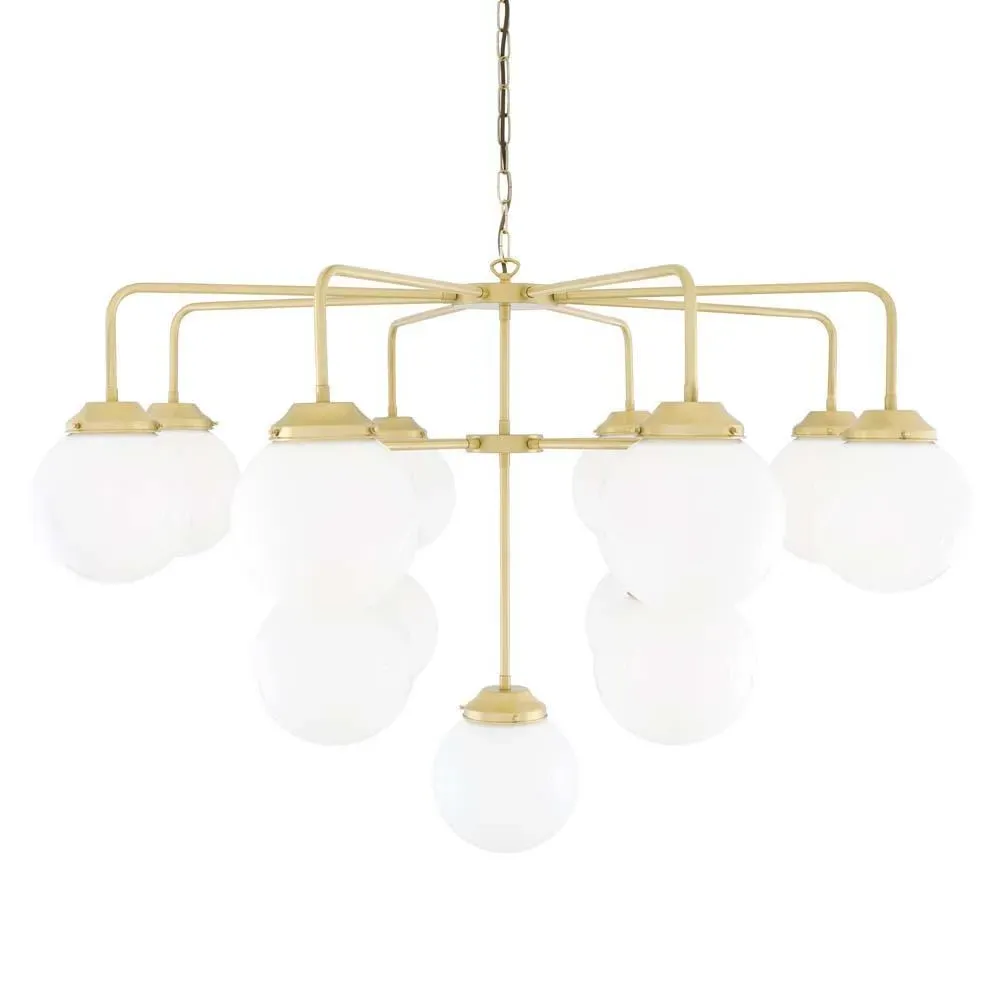 Large Chandelier with Opal Glass - Handmade