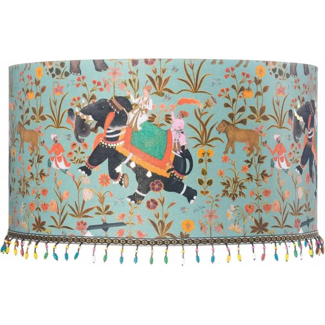 Large Drum Lampshade - Aquamarine, Linen