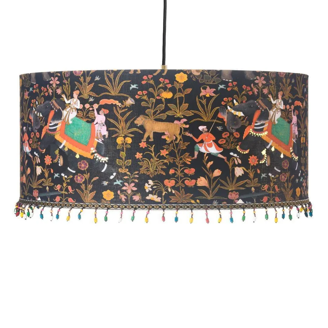 Large Drum Pendant Lamp - Anthracite, Linen