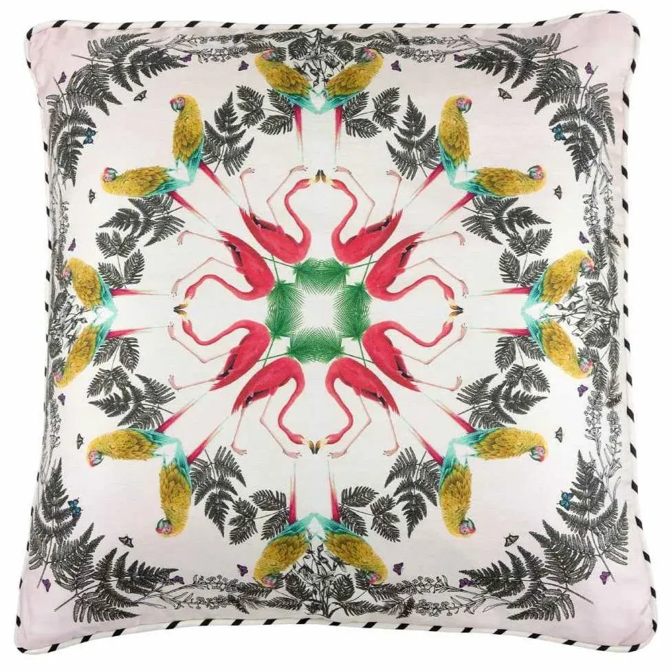 Large Floor Cushion Tropical Birds - Silk Twill