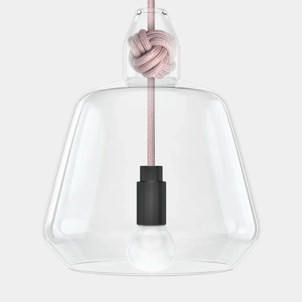 Large Knot Pendant Light - Dusky Pink, Glass