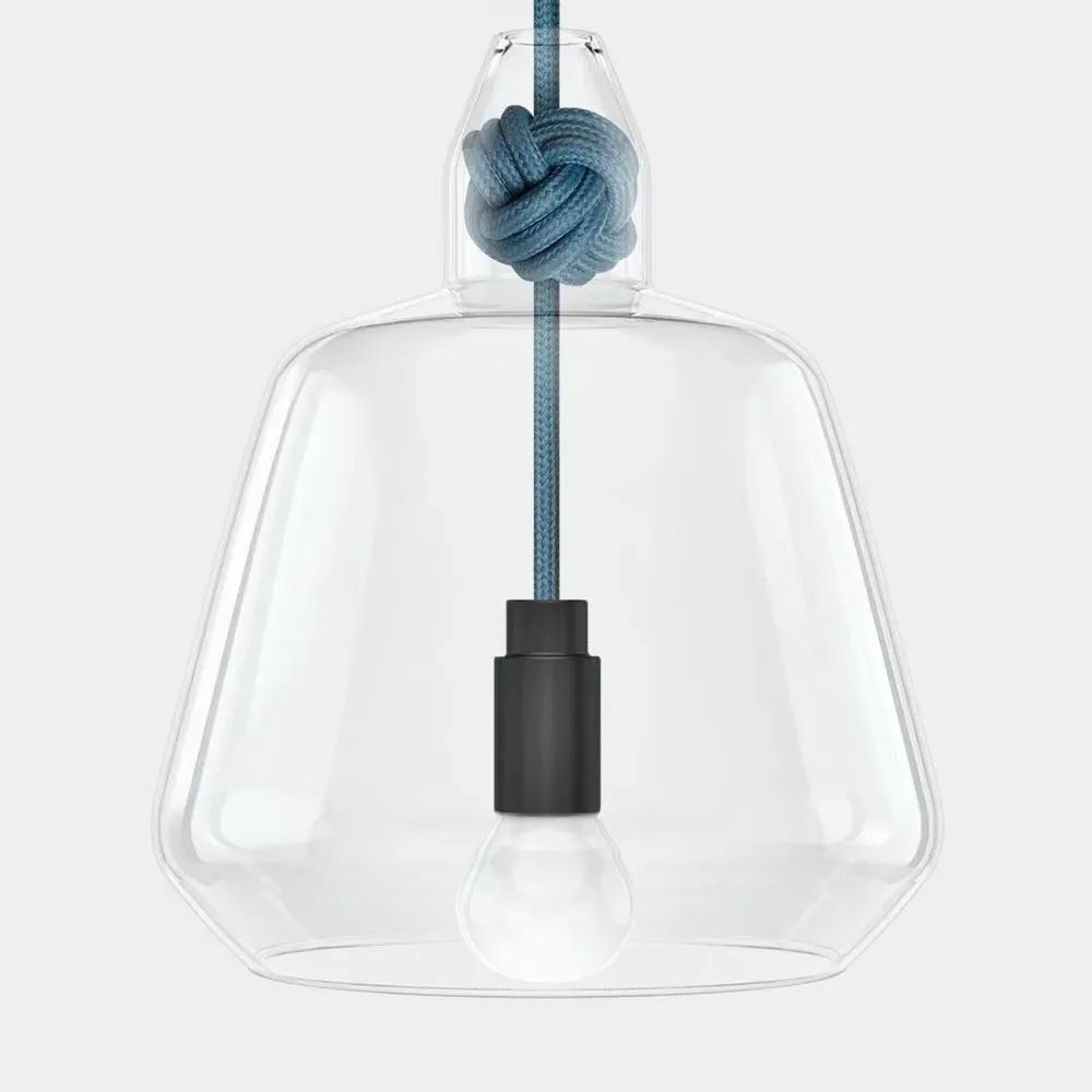 Large Knot Pendant Light - Mid Blue, Glass