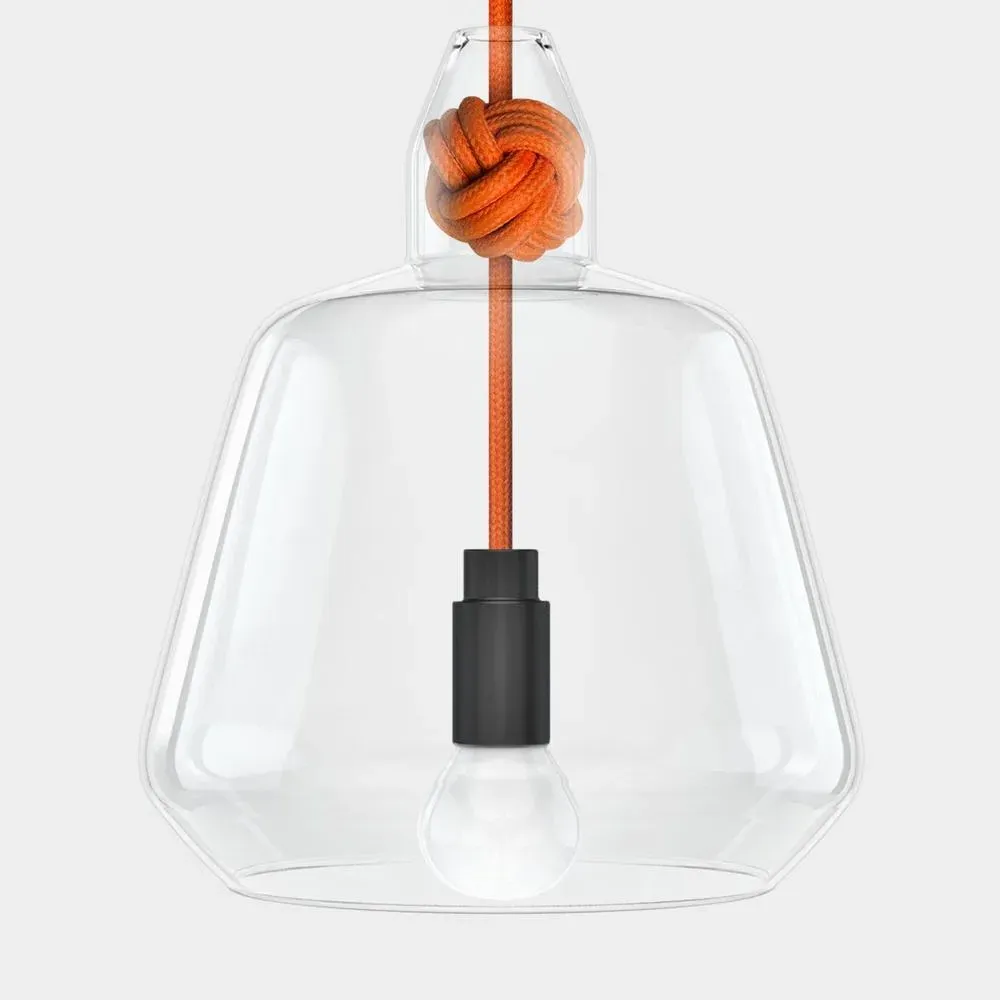 Large Knot Pendant Light - Orange, Glass