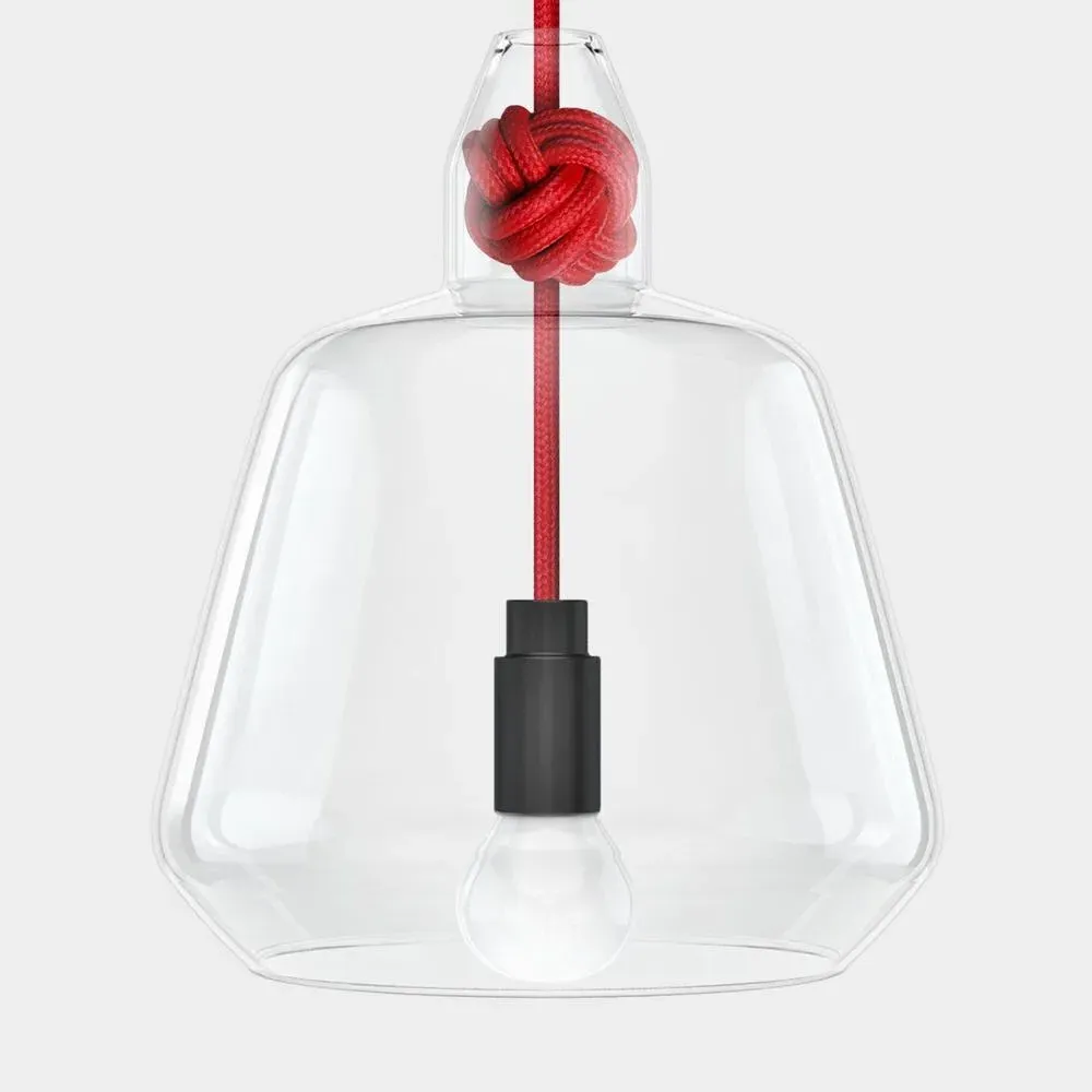 Large Knot Pendant Light - Red, Glass