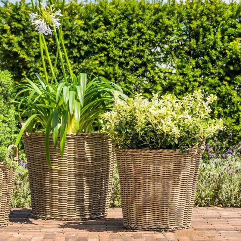 Large Round Planter Lined - Natural, Polyrattan