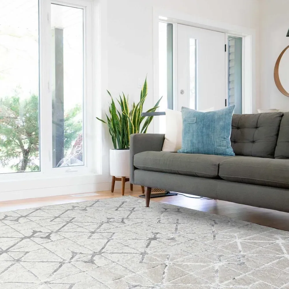 Lattice Rug with Silky Pile - Silver image