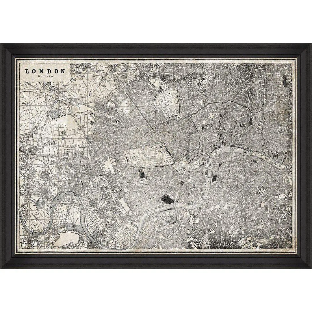London Map Framed Wall Art - Vintage Print