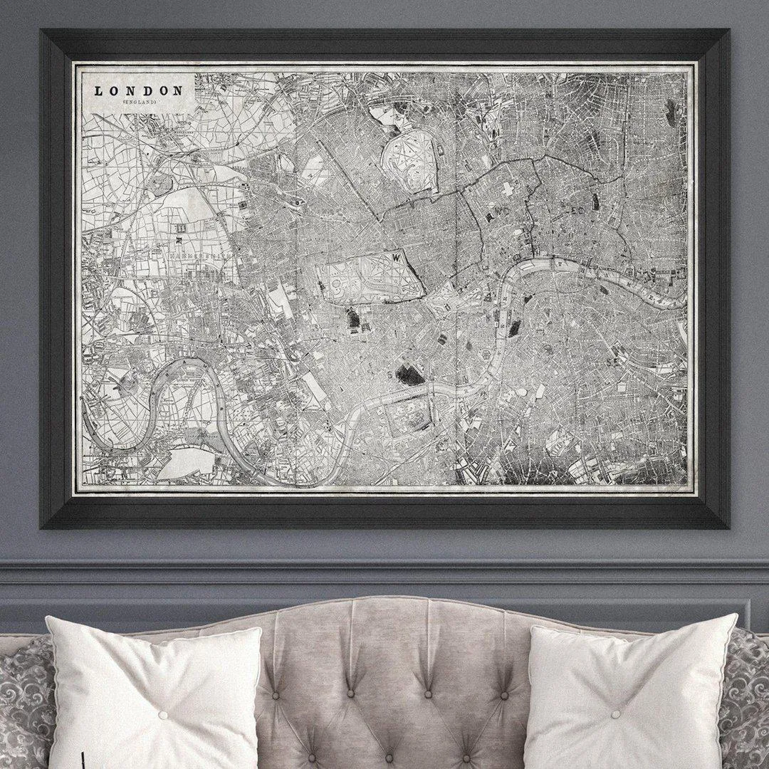 London Map Framed Wall Art - Vintage Print image