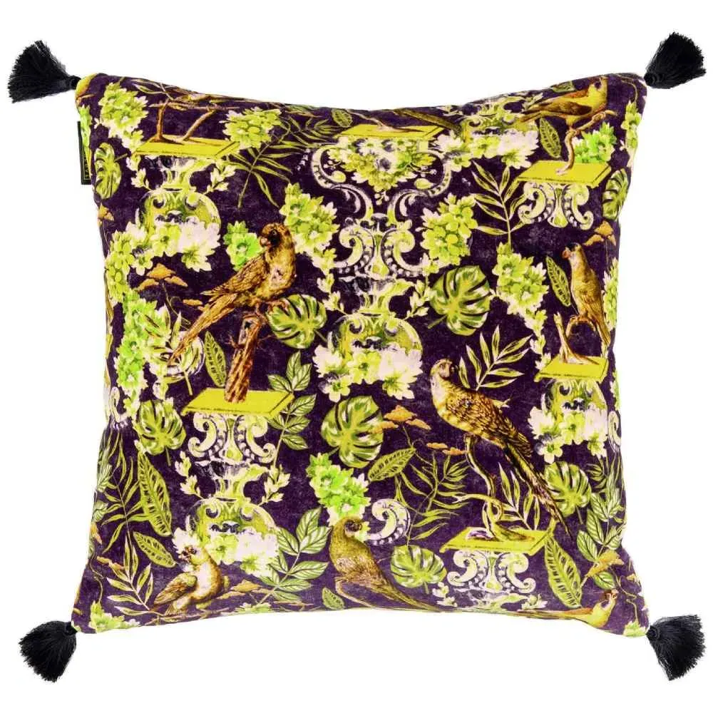 Manor Crest Embroidered Cushion - Velvet