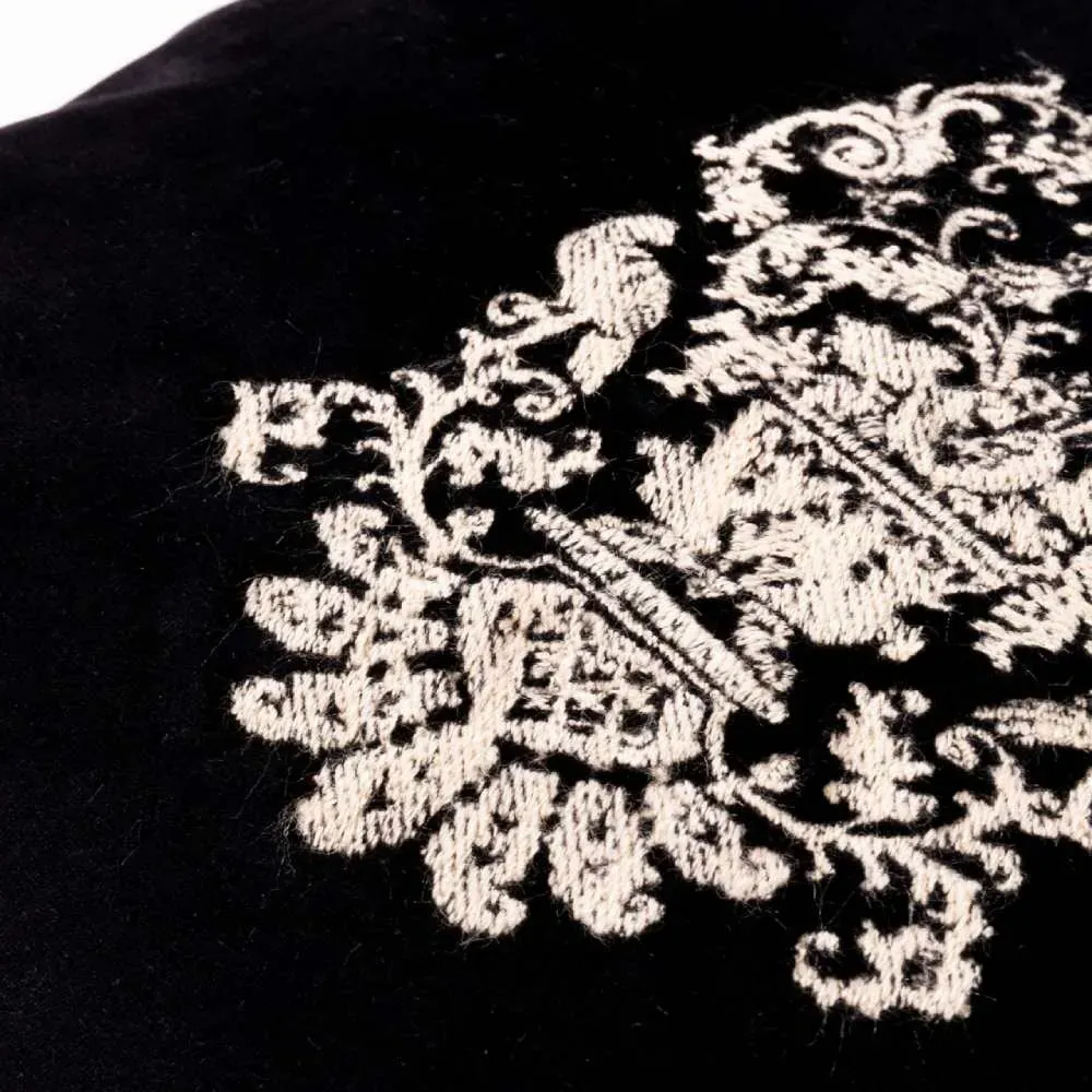 Manor Crest Embroidered Cushion - Velvet