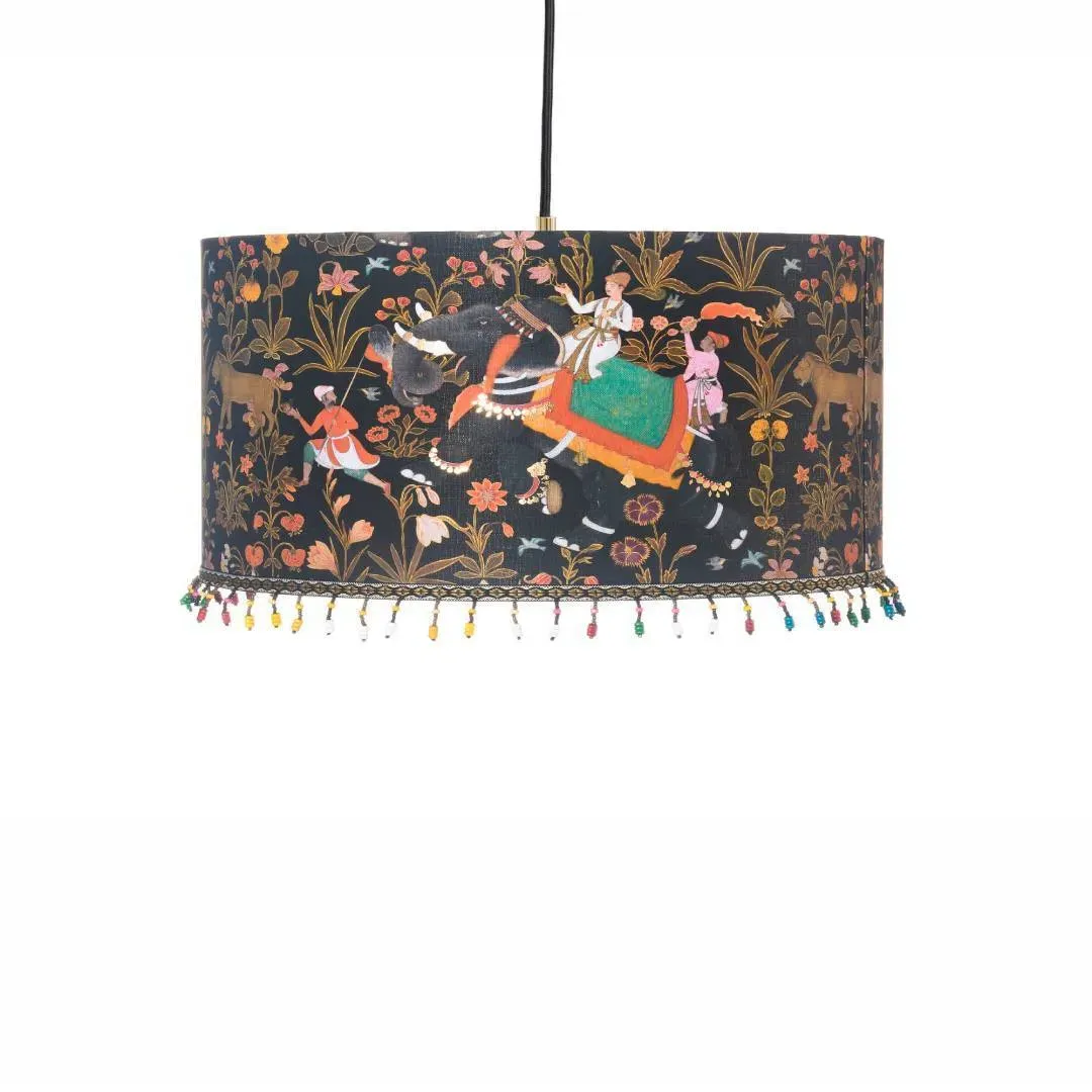 Medium Drum Pendant Lamp - Anthracite, Linen