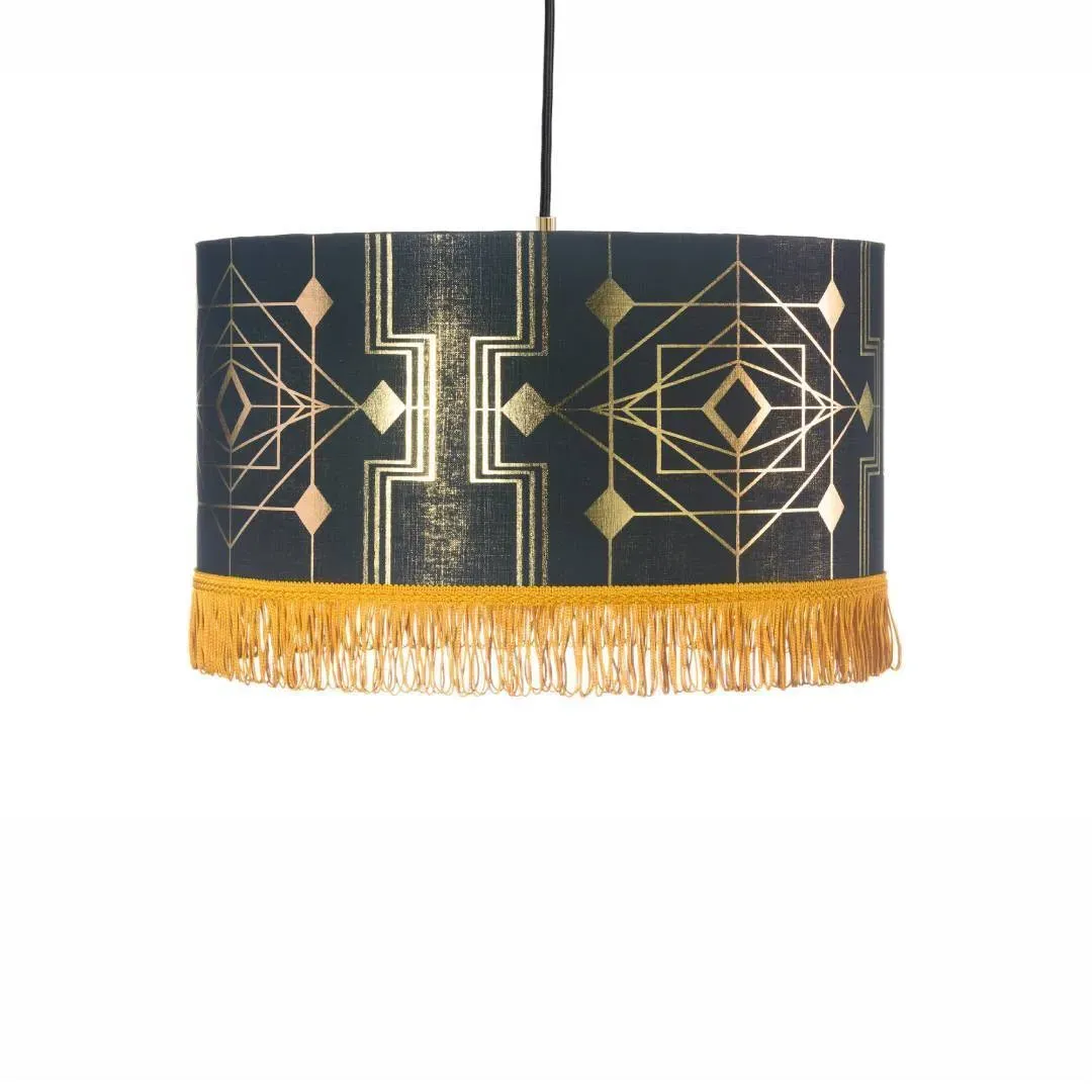 Medium Drum Pendant Lamp - Gold, Linen
